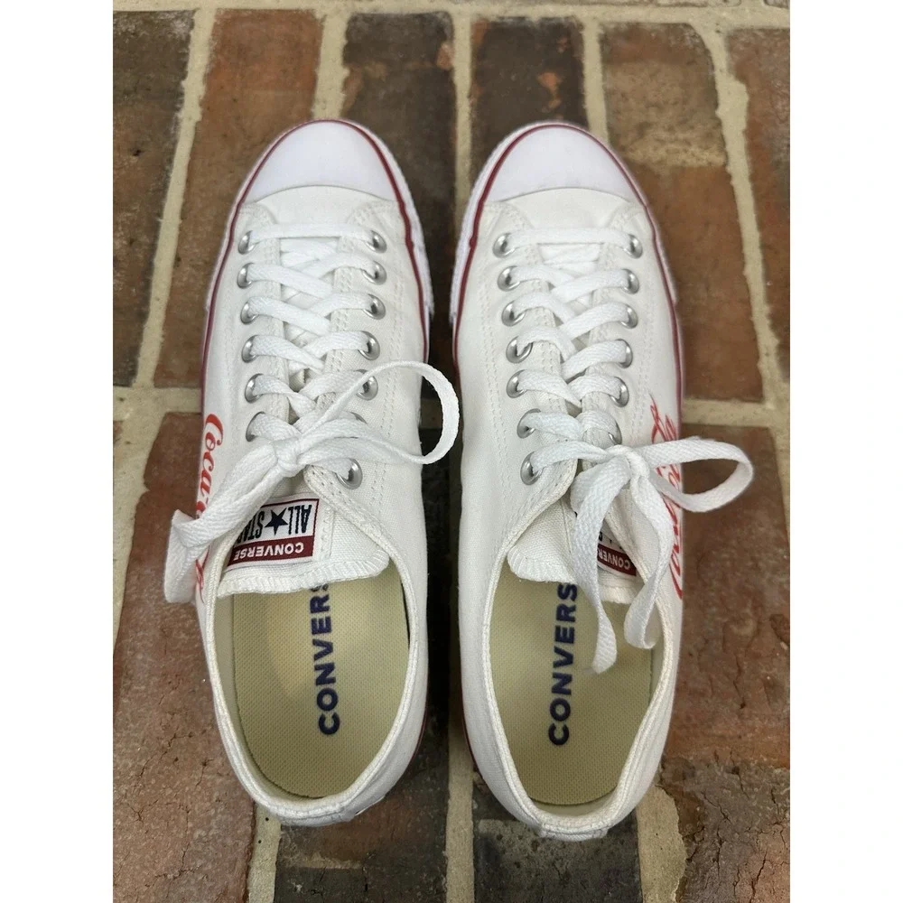 Converse Coca Cola All Star Sneakers White Red Low‎ Top Lace Up Shoes Men's 10 - Picture 7 of 7